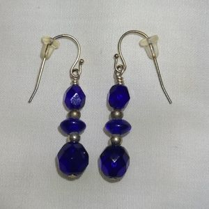 Blue bead handmade earings